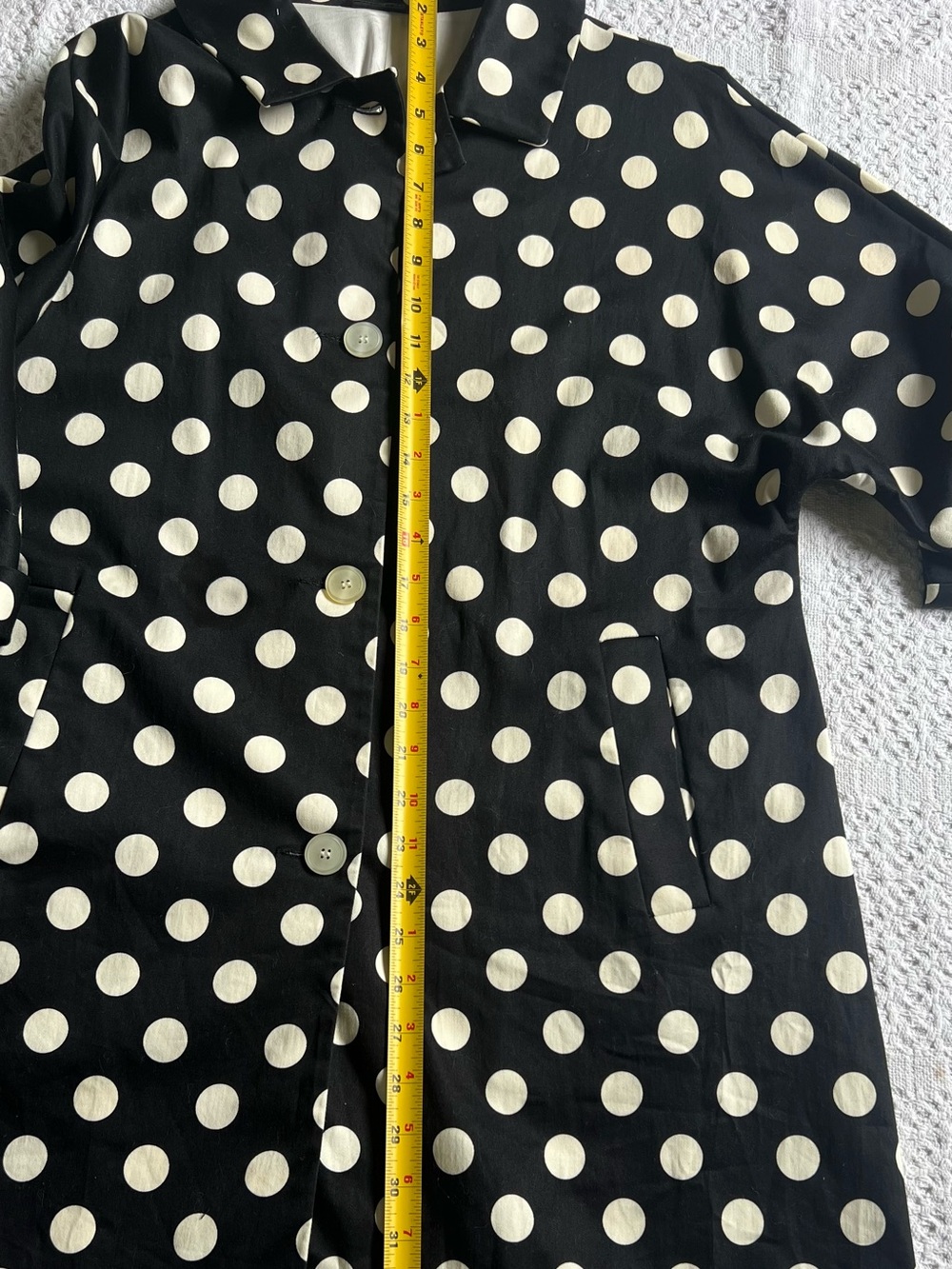 Marimekko Black with Cream Polka Dot Short Coat. Size 6 (38) - Picture 5 of 7